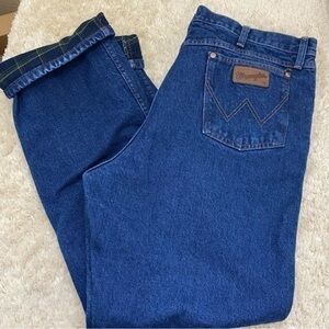Wrangler Mens Regular Fit Plaid lined Jeans Size 40X34